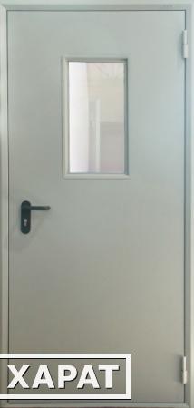 Фото Дверь металлическая противопожарная со стеклом одностворчатая EI-60