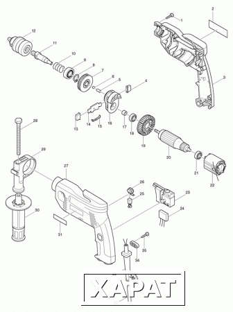 Фото Makita Кабель пластиковый 1.00-2-2.0 ударная дрель Makita MT811 рис.( 47)