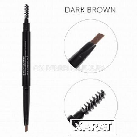 Фото Механический карандаш для бровей со щеточкой Brow Definer (dark brown) цвет темно-коричневый