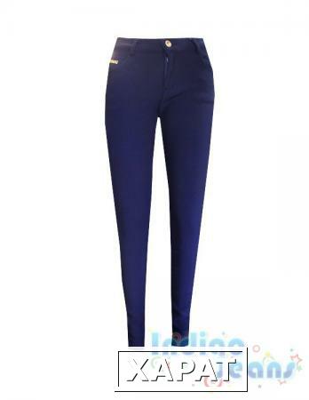 Фото Утепленные синие брюки-стрейч со скрытыми задними карманами