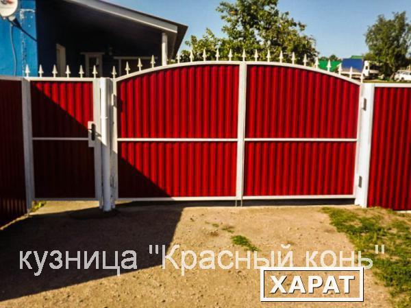 Фото Сварные ворота с профнастилом или металлическим штакетником - делаем "под ключ"