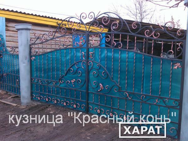 Фото Кованые ворота с поликарбонатом