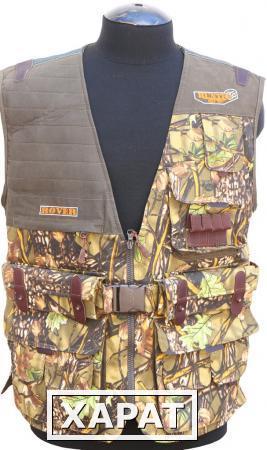 Фото Жилет охотника "Ровер" на 20 патронов с рюкзаком утепленный (лес)
