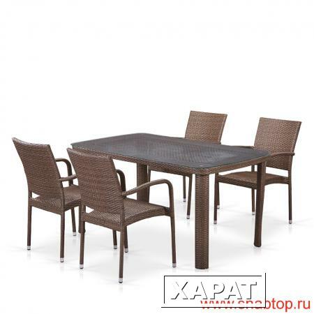 Фото Комплект плетеной мебели T51A/Y376-W773-150x85 4Pcs Brown