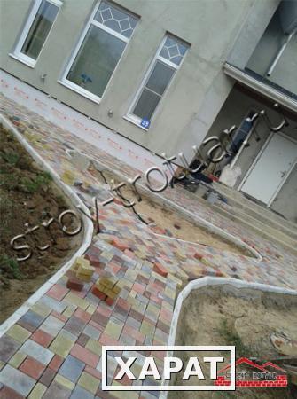 Фото Укладка тротуарной плитки на бетон