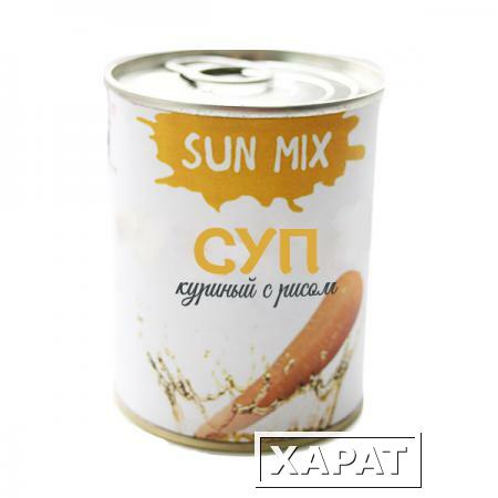 Фото Суп куриный с рисом. Консервированные супы Sun Mix (340 гр.)