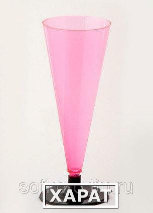 Фото Бокал для шампанского 150 мл розовый кристалл на съемной черной ножке ПС (6 штук / упаковка