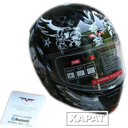 Фото Мотошлем VCAN V210-B CRAZY SKULL Bluetooth USA