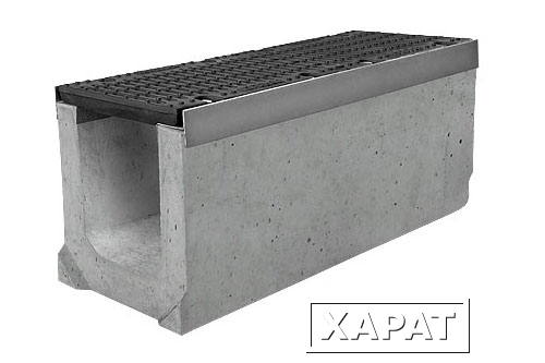 Фото Лоток водоотводной бетонный DN-100 с чугунной решеткой