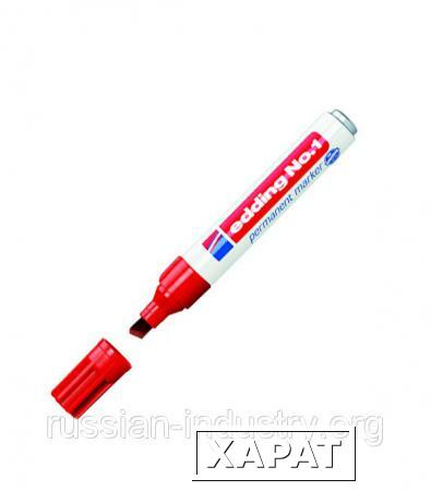 Фото Перманентный маркер Edding 1 скошенный красный 1-5 мм
