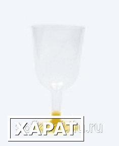 Фото Бокал для вина 200 мл прозрачный кристалл на съемной желтой ножке ПС (6 штук / упаковка