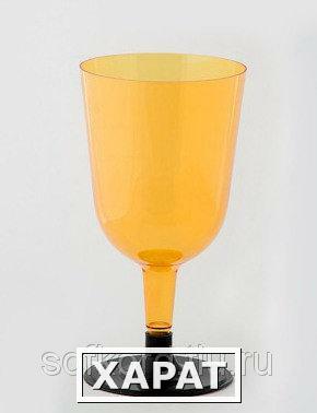 Фото Бокал для вина 200 мл оранжевый кристалл на съемной черной ножке ПС (6 штук / упаковка