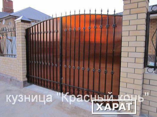 Фото Сварные ворота с поликарбонатом