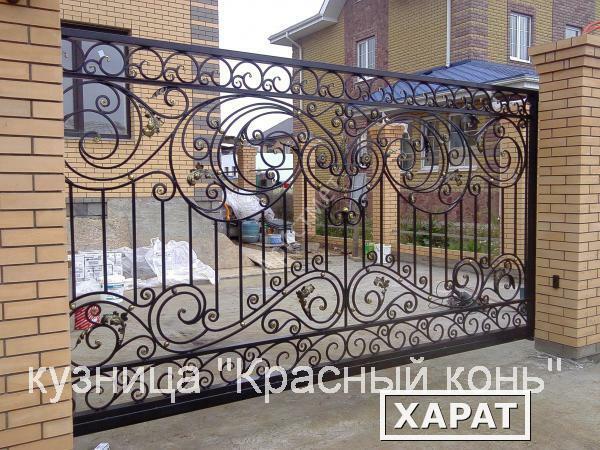 Фото Въездные кованые ворота (откатные) - делаем "под ключ"