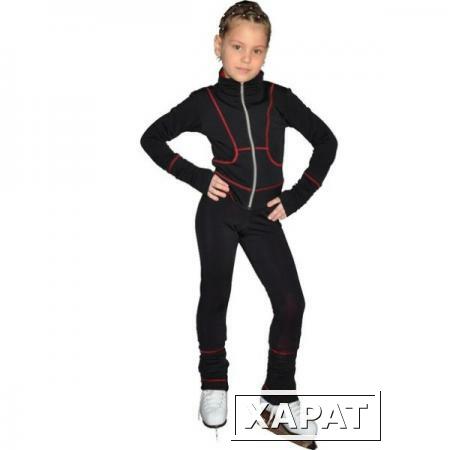 Фото Термокофта для девочек IceDress с драпировкой (Размер: 104 см; Цвет: Черно-красная;)