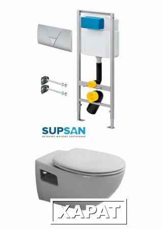 Фото Комплект Подвесной унитаз Duravit Duraplus 254709 с инсталляцией Viega Eco-WC (крышка микролифт