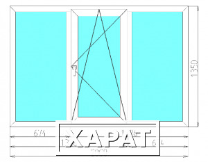 Фото Трехстворчатое окно пластиковое
