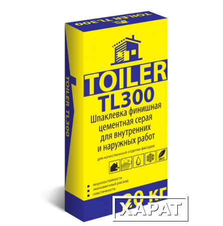 Фото TOILER TL200 (может использоваться для ручного нанесения) Штукатурка фсадная машинного нанесения TOILER TL211 штукатурка цементная для внутренних и наружных работ. Предназначена для грубого выравнивания внутренних стен и фасадов из бетона