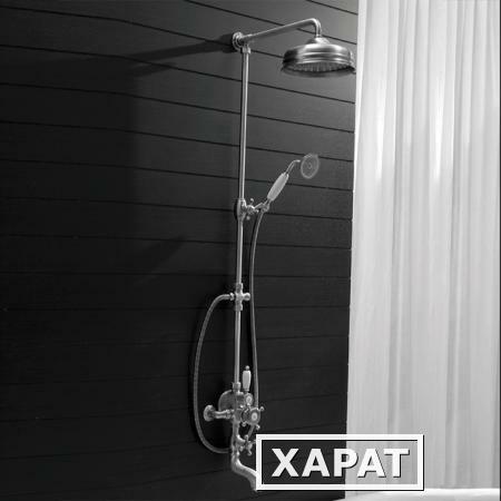 Фото HUBER Victorian Настенная душевая система:термостатический смеситель для ванны,верхний душ Easy Clean,ручной душ с держателем и шлангом