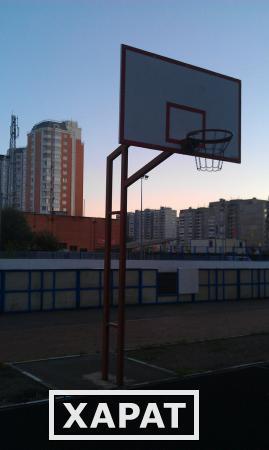 Фото Баскетбольная стойка стационарная уличная с кольцом и антивандальной сеткой
