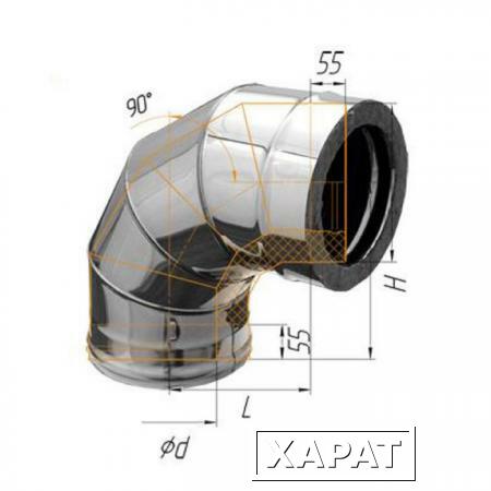 Фото Колено Феррум утепленное угол 90° нержавеющее 430/0,5мм