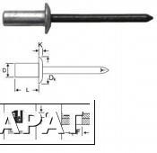Фото Заклепка вытяжная закрытая 4,8х10,0 стандарт аллюминий(AlMg 5%)/сталь
