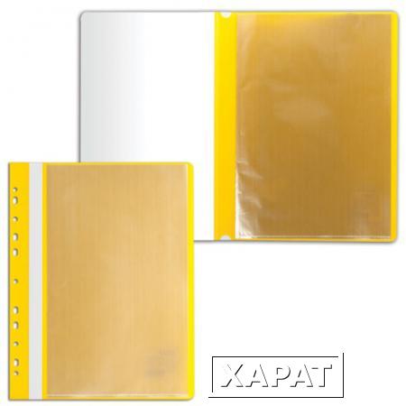 Фото Папка 10 вкладышей STAFF с перфорацией, мягкая, желтая, 0,16 мм