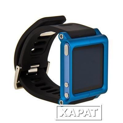 Фото LunaTik Чехол LunaTik для iPod nano 6 в виде браслета черный ремешок синий корпус
