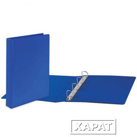 Фото Папка на 4 кольцах BRAUBERG (БРАУБЕРГ), картон/ПВХ, с передним прозрачным карманом, 50 мм, синяя, до 300 листов