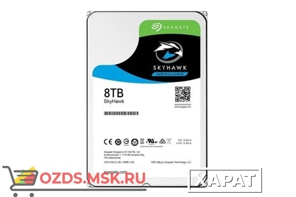 Фото SEAGATE Skyhawk ST8000VX0022, 8Тб, HDD, SATA III, 3.5″: Жесткий диск