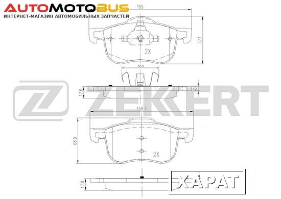 Фото Комплект тормозных колодок, дисковый тормоз ZEKKERT BS-2760