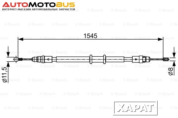 Фото Трос стояночного тормоза BOSCH 1 987 482 551