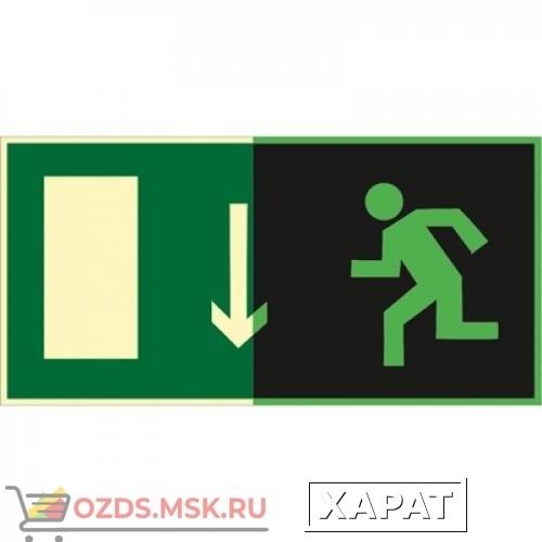 Фото Знак E10 Указатель двери эвакуационного выхода (левосторонний) (Фотолюминесцентный Пластик 150 x 300) Т2