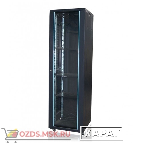 Фото Шкаф телекоммуникационный напольный 42U (600х600х2055) дверь стекло, цвет-черный