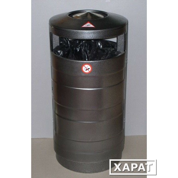 Фото Мусорная урна цилиндрическая с пепельницей 70 литров (не перфорированная)