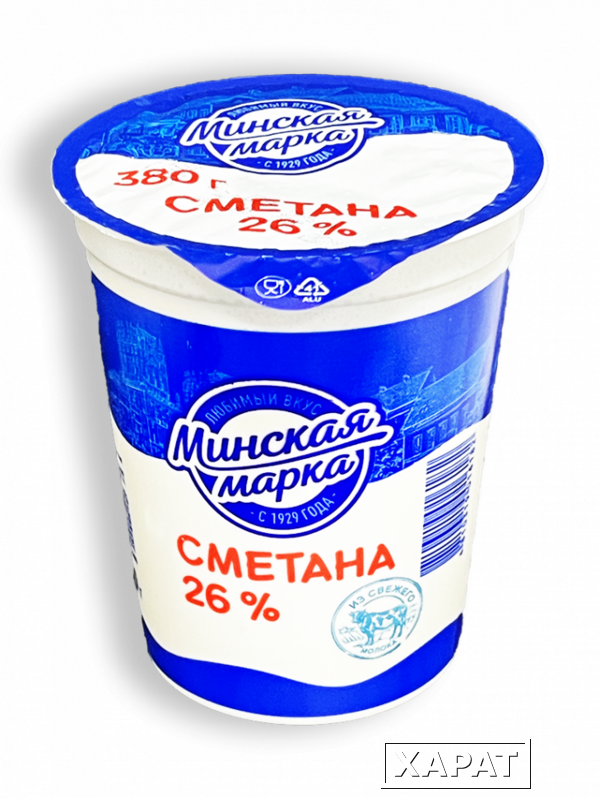 Фото Сметана Минская марка 26% 380г стакан