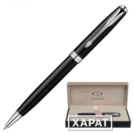 Фото Ручка шариковая PARKER "Sonnet Black Lacquer CT", корпус черный, латунь, лак, хромированные детали, черная