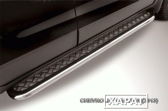 Фото Slitkoff Защита порогов усиленная d57 с листом Chevrolet Captiva 2013