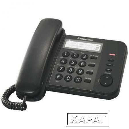 Фото Телефон PANASONIC KX-TS2352RUB, черный, память 3 номера, повторный набор, тональный/импульсный режим, индикатор вызова