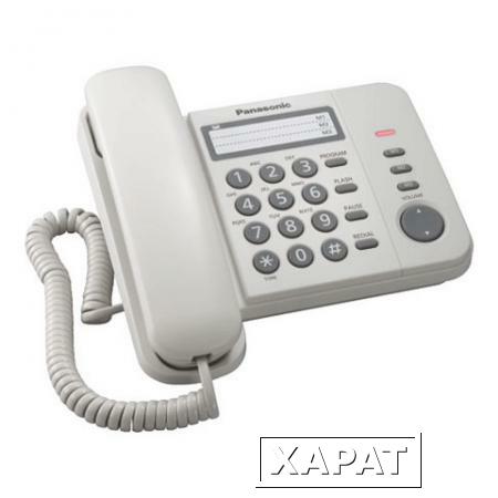 Фото Телефон PANASONIC KX-TS2352RUW, белый, память 3 номера, повторный набор, тональный/импульсный режим, индикатор вызова