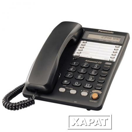 Фото Телефон PANASONIC KX-TS2365RUB, память на 30 номеров, ЖК-дисплей с часами, автодозвон, спикерфон, черный