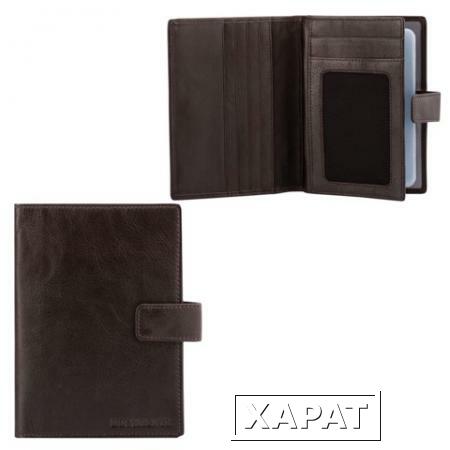 Фото Бумажник водителя FABULA "Estet", натуральная кожа, тиснение "Documents", кнопка, темно-коричневый