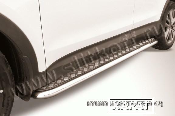 Фото Slitkoff Защита порогов d57 с листом усиленная Hyundai Santa Fe 2012
