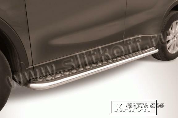 Фото Slitkoff Защита порогов d42 с листом усиленная Mazda CX 5