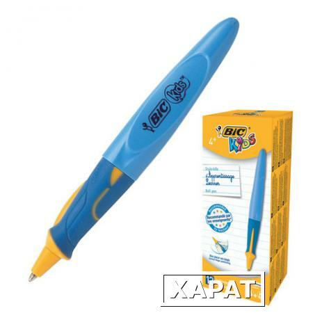 Фото Ручка шариковая BIC "Kids Twist", для детей, корпус синий с желтым, толщина письма 0,4 мм, синяя