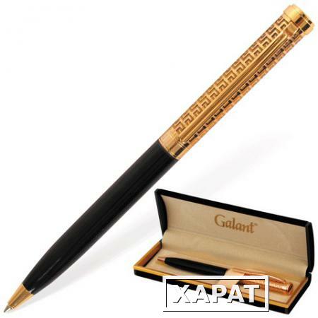 Фото Ручка шариковая GALANT "Empire Gold", подарочная, корпус золотистый/черный, золотистые детали, синяя