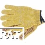 Фото Перчатки трикотажные усиленные, гелевое ПВХ-покрытие, 7 класс, желтые Россия