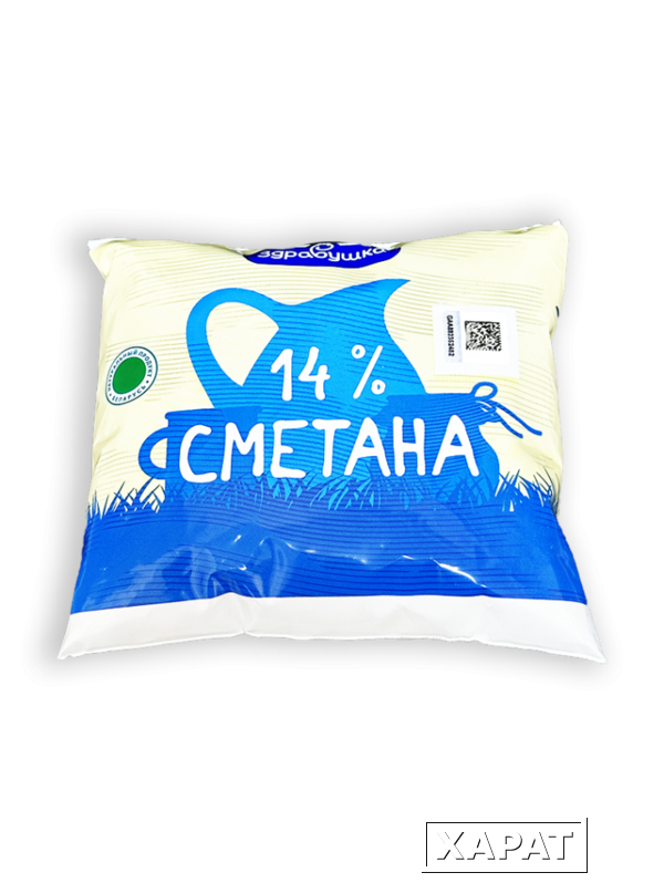 Фото Сметана Здравушка 14% 400г пленка