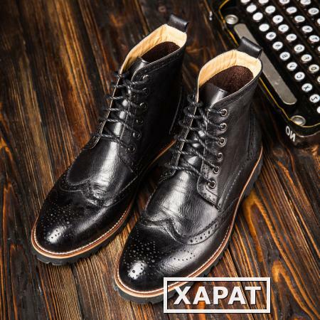 Фото Увеличение мужской yinglunbuluoke кожаные мужские Ботинки мужские сапоги заостренный отрезока высокий бизнес Мартин сапоги обувь