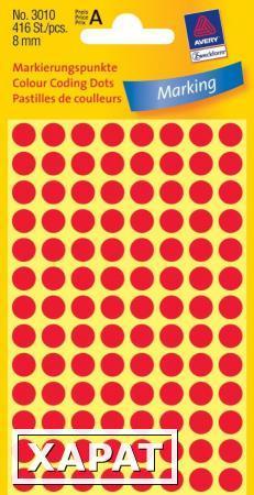 Фото Этикетки-точки для выделения круглые d-8 мм. красные 416 шт/уп